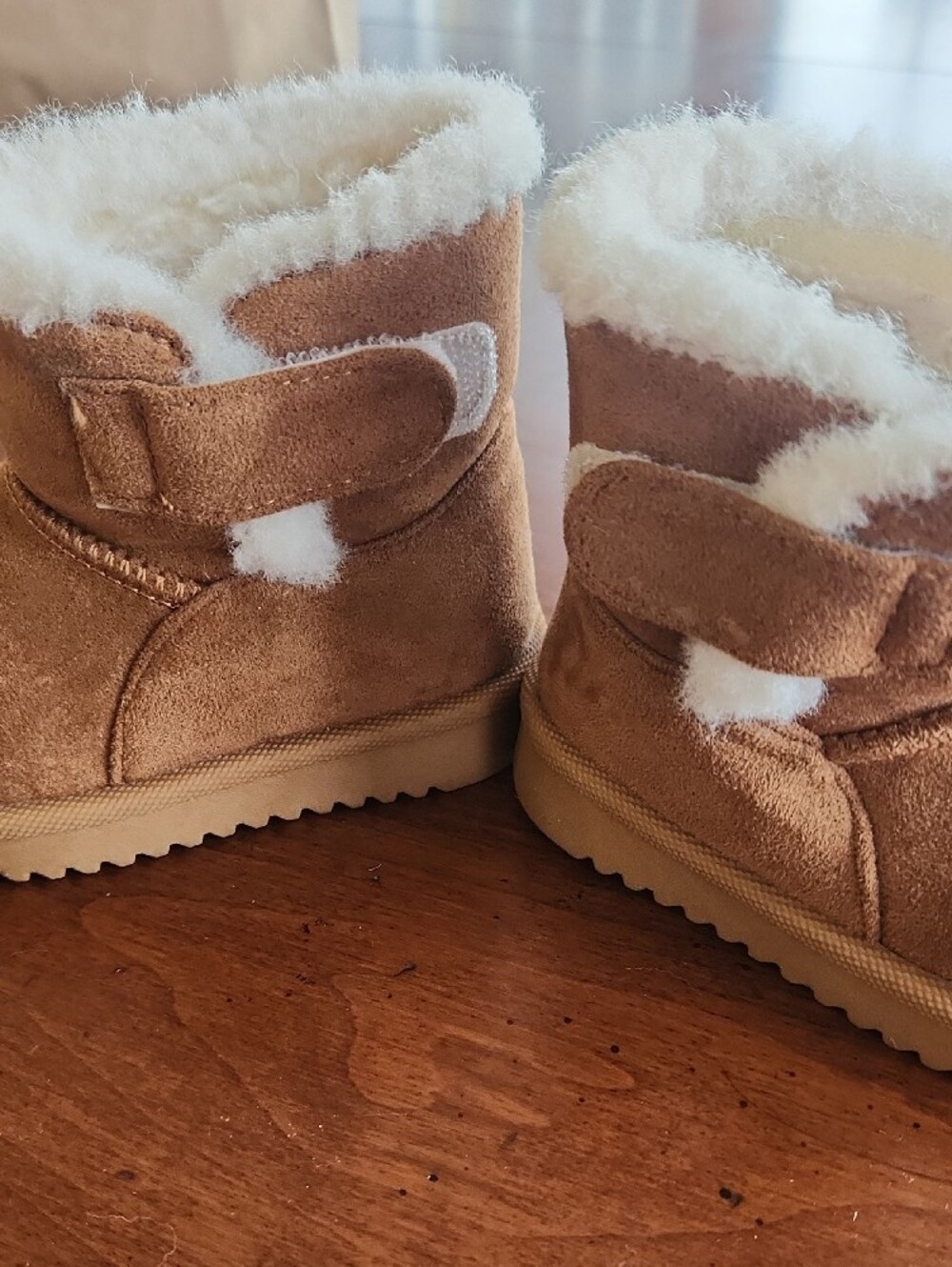 Toddler Tan Suede Shearling-Lined Boots - Cozy Warm Walkers - Picture 3 of 4